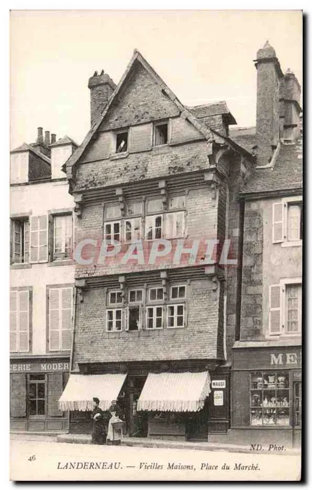 Landerneau — Oude Huizen, Marktplein — ND. Fot. - Voorkant
