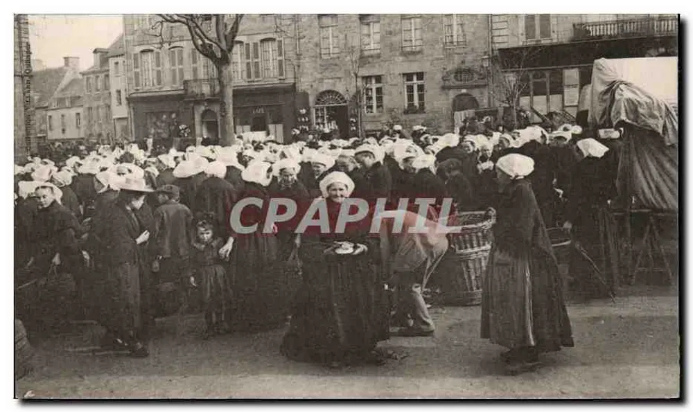 Mercado com mulheres de coifas brancas — Quimper — editor desconhecido - Frente