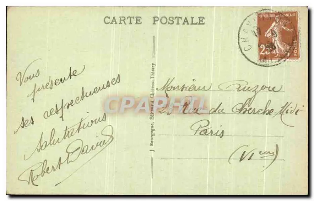 Soissons (Aisne) - A View of the Town Hall — J. B. publisher, n°5 - Verso