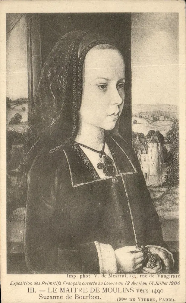 Suzanne de Bourbon — Retrato da amante de Moulins — Exposição dos Primitivos Franceses no Louvre, 1904 — Imp. fot. V. de Mestral, Paris - Frente