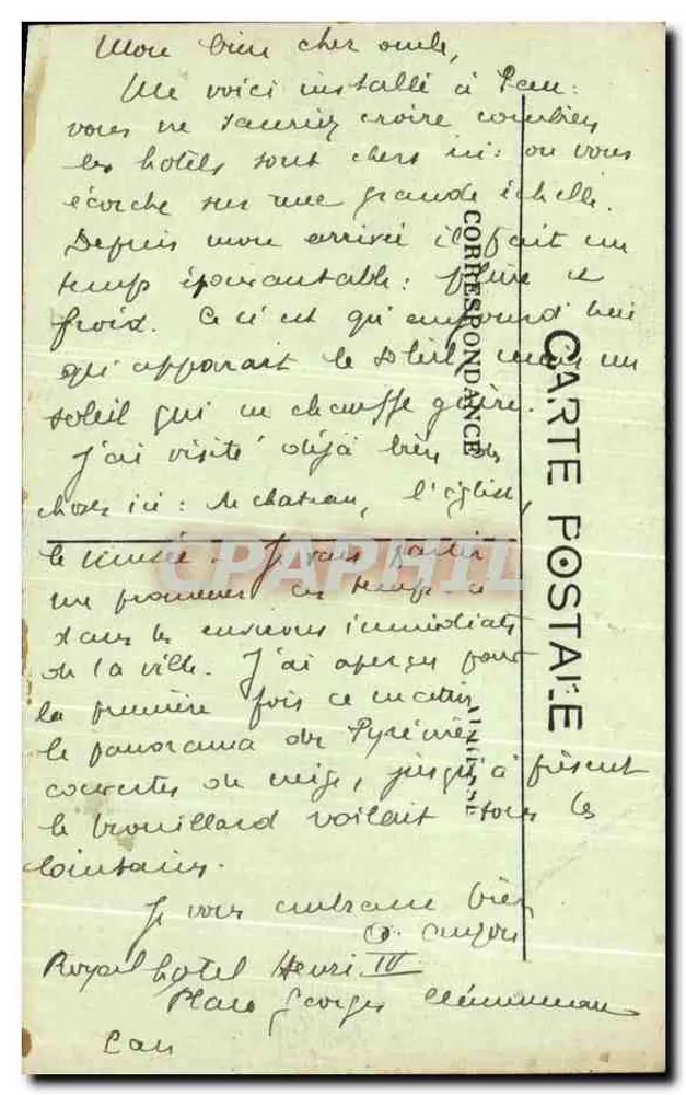 Pau — Ein Stück des Boulevards und die Kette der Pyrenäen — C.C. - 106 - Rückseite