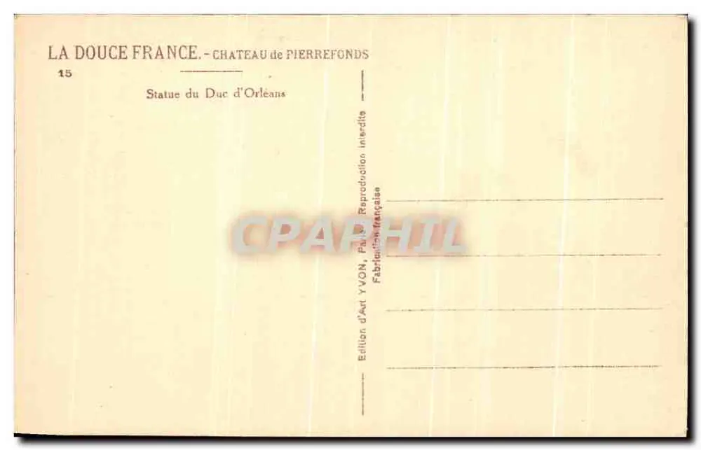 Estátua do Duque de Orleães — Castelo de Pierrefonds — Edição Yvon - Verso