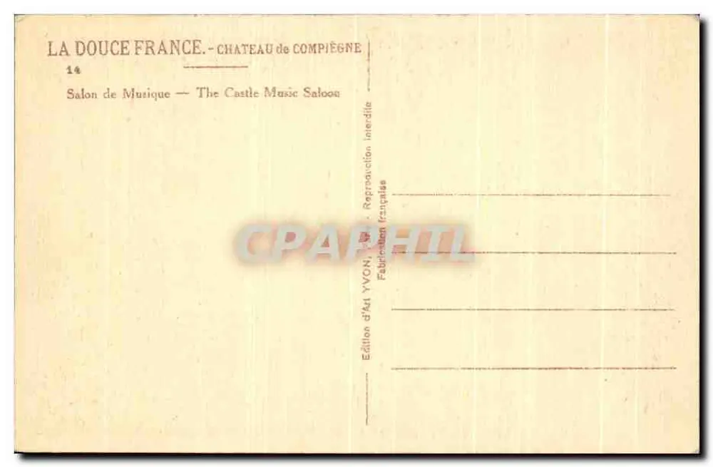 Sala de Música — Castelo de Compiègne — Edição de Ad Yvcon - Verso