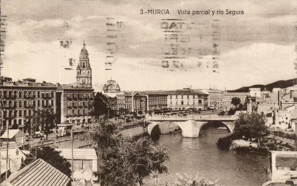 Murcia — Teilansicht und Fluss Segura — unbekannter Verlag, Seriennummer 3 - Vorderseite