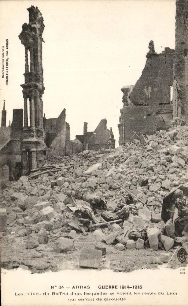 Ruinen des Glockenturms in Arras — Krieg 1914-1915 — Charles Ledieu, Verlag Nr. 34 - Vorderseite