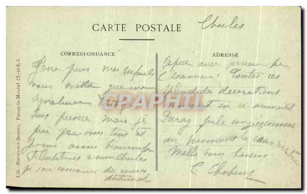 Paray-le-Monial — Triumphbogen der Avenue de la Gare — Lib. Bouteilley-Booner - Rückseite