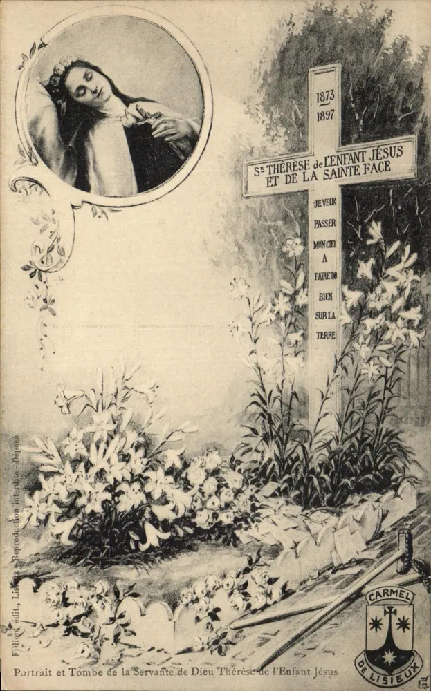 Retrato e Túmulo da Serva de Deus Thérèse de l'Enfant Jésus — Lisieux — Editor Fillioux - Frente