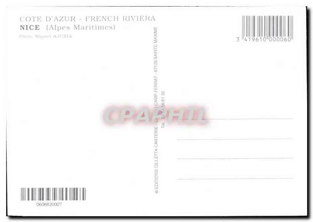 Côte d'Azur - Nice — Riviera Francesa — Éditions Gilletta - Verso