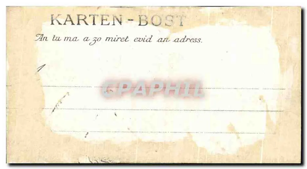 Fillette de Saint-Herbot — enfant en costume traditionnel près d'un escalier — éditeur KARTEN-BOST - Rückseite