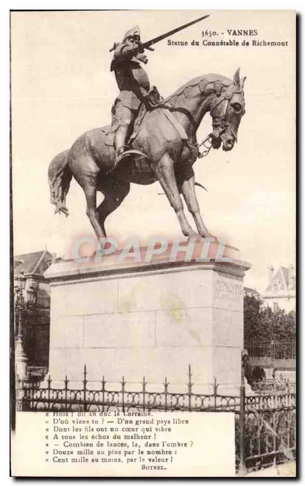 VANNES — Estátua do Conde de Richemont — Laurent-Nel-Renites, n°3650 - Frente