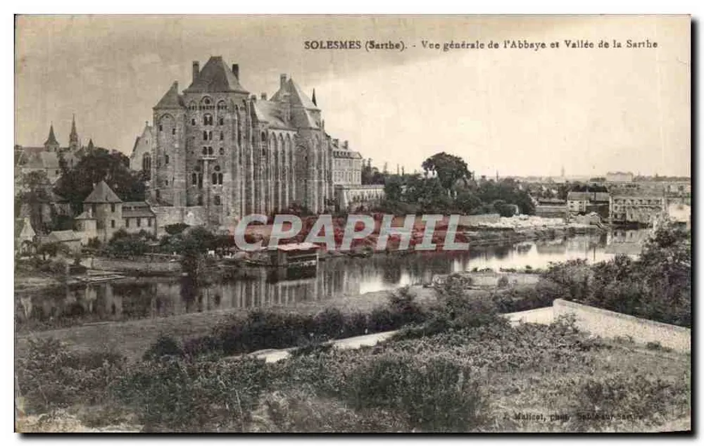 Solemes (Sarthe) — Allgemeiner Blick auf die Abtei und das Tal der Sarthe — Malicet, phot. - Vorderseite