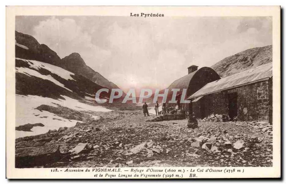 Aufstieg zum VIGNEMALE — Schutzhaus Ossoue (1600 m.) und der lange Sporn des Vignemale (3298 m.) — BR. - Vorderseite