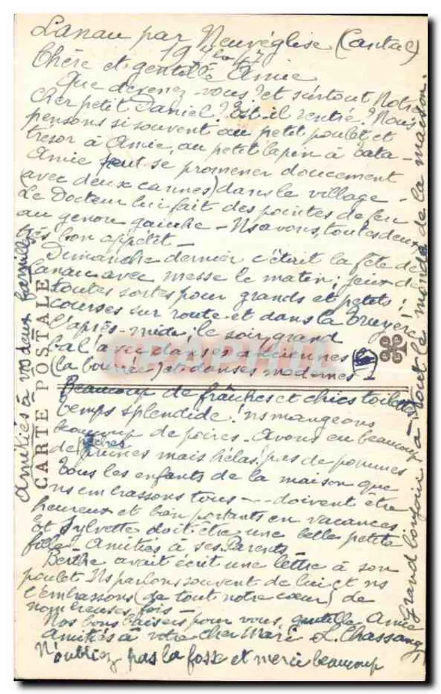 Auvergne — Cantal. 913 — Die Straße an der Kante des Lansau-Abhangs - Rückseite