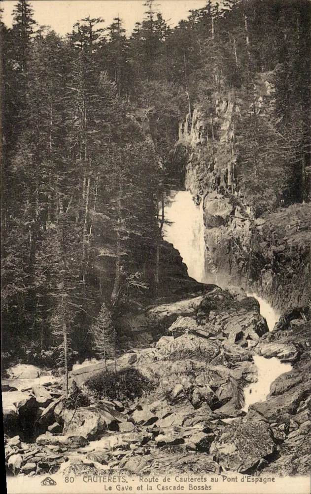 Der Gave und der Bossès-Wasserfall — Route de Cauterets zum Pont d'Espagne — Cauterets, n°80 - Vorderseite