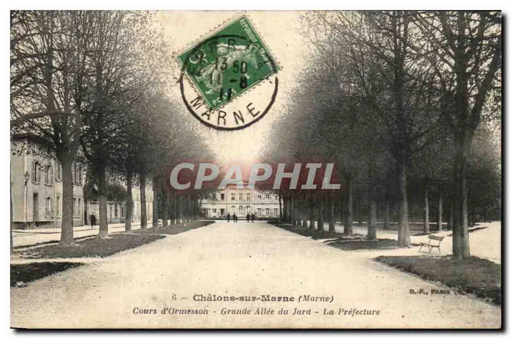 Châlons-sur-Marne (Marne) — Cours d'Ormesson - Grande Allée du Jard - La Préfecture — B.R., Paris - Vorderseite