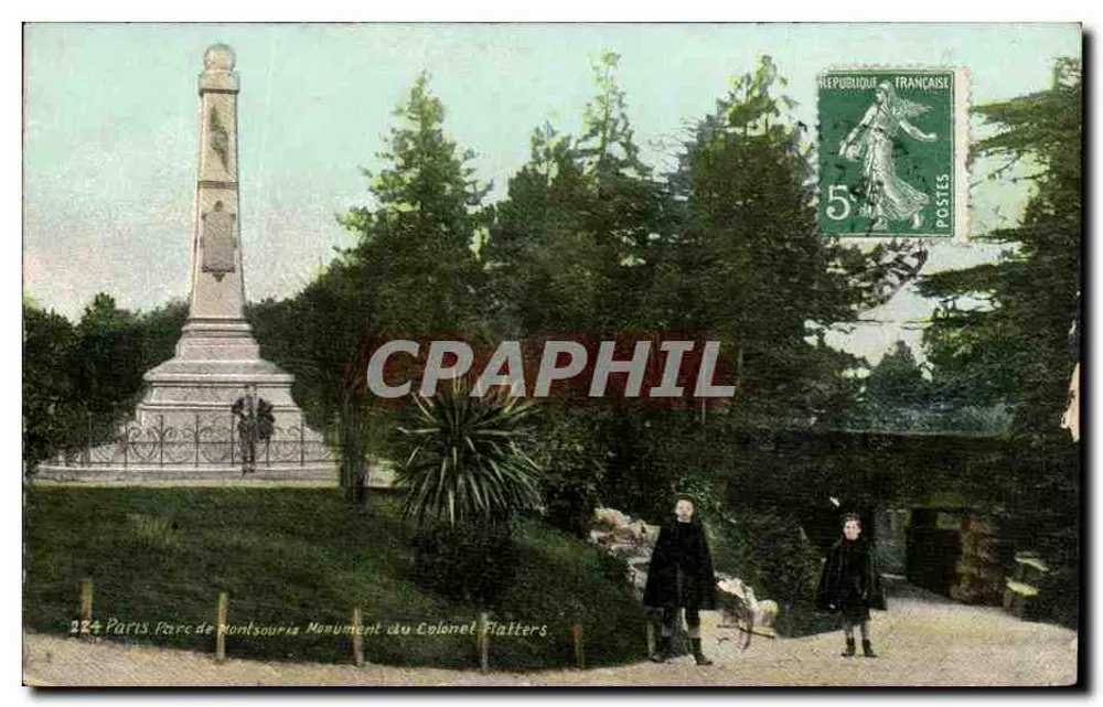 Paris, Parc de Montsouris — Denkmal des Colonel Flatters — Verlag nicht sichtbar, Seriennummer 224 - Vorderseite