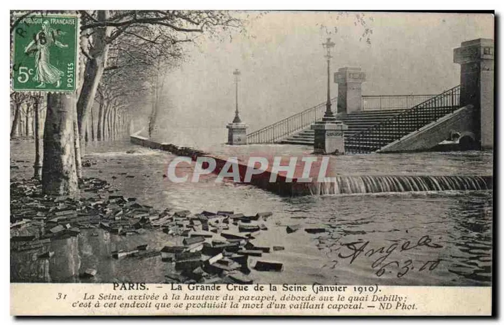 PARIS — Die große Flut der Seine (Januar 1910) — ND Fotografie - Vorderseite