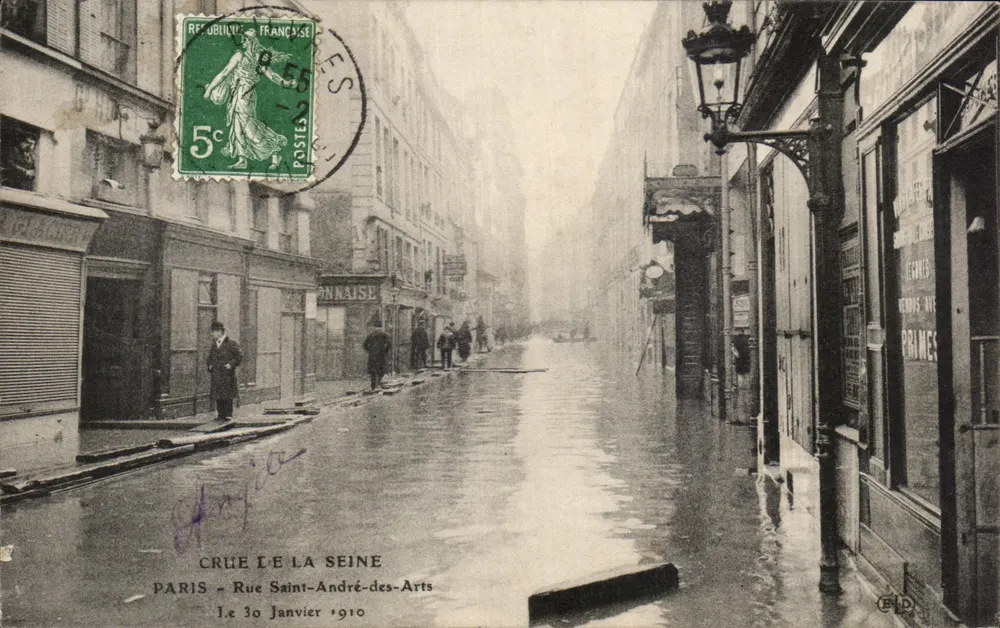 Überflutung der Seine — Rue Saint-André-des-Arts — Paris — 30. Januar 1910 - Vorderseite