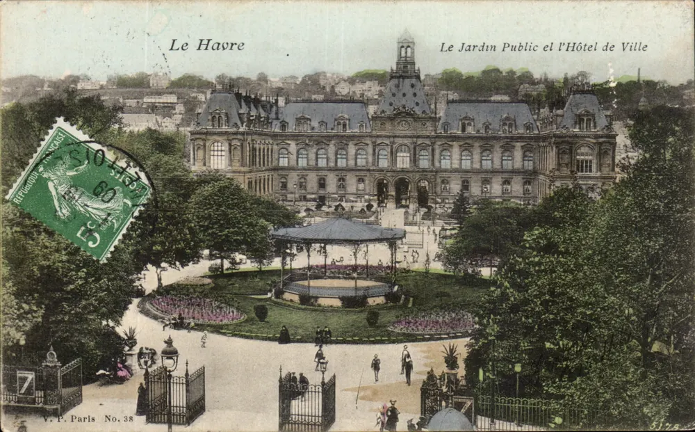 Le Havre — Der Öffentliche Garten und das Rathaus — V.P. Paris Nr. 38 - Vorderseite