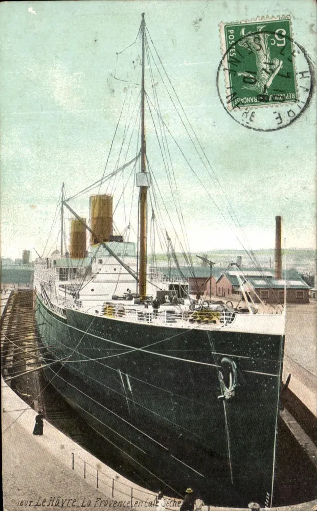 Le Havre — O navio La Provence em estado de seca — editor L. V. & Cie - Paris - Frente