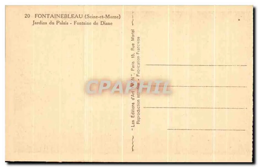 Fontaine de Diane — Gärten des Palastes — Art Martel Edition - Rückseite