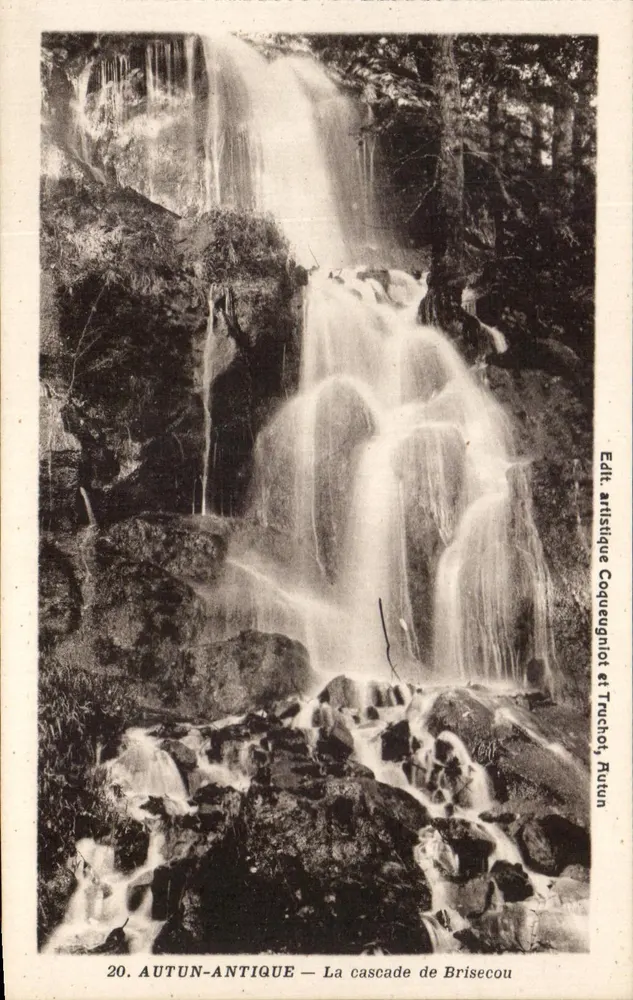 Autun-Antique — A cascata de BriseCou — Edit. artística Coqueugnlot e Truchot, Autun - Frente