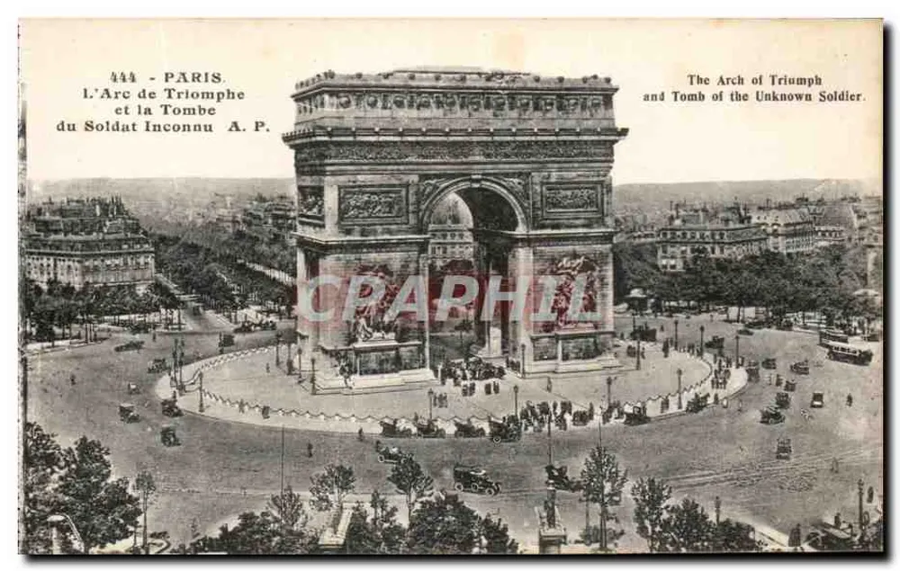 Paris — Der Triumphbogen und das Grab des Unbekannten Soldaten — E. Papaghin, 24 Rue des Petites-Italiennes, Paris - Vorderseite