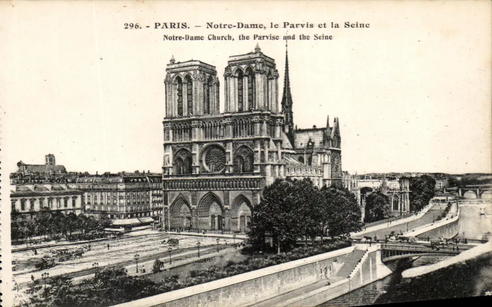 Paris - Notre-Dame, der Parvis und die Seine — Verlag E. Papèghin, Nr. 296 - Vorderseite