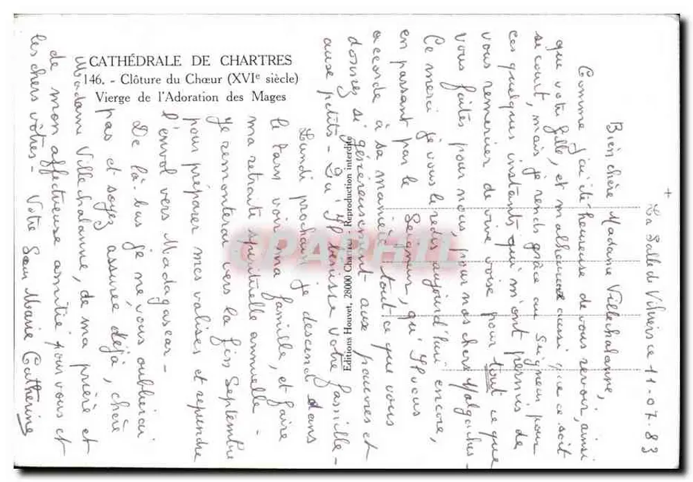 Schluss der Anbetung der Weisen — Kathedrale von Chartres — Editions Havet, Nr. 146 - Rückseite