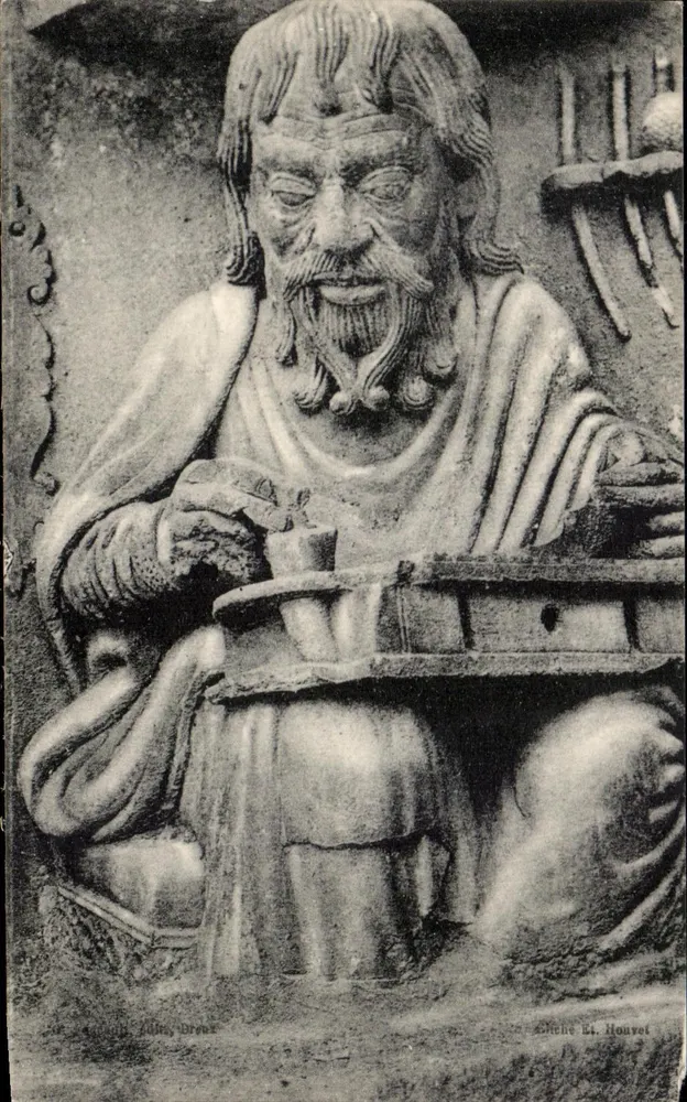Aristoteles — Detail des Königstorches — Kathedrale von Chartres (12. Jahrhundert) — Verlag L. Houvet - Vorderseite