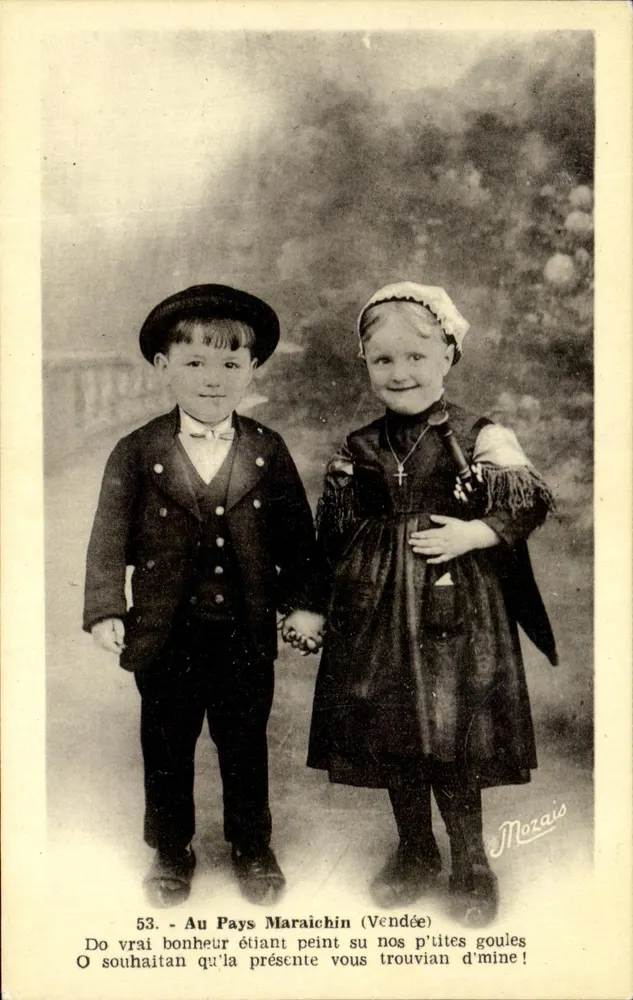 Zwei Kinder — Pays Maraichin (Vendée) — J. Nozaïs, Nantes - Vorderseite