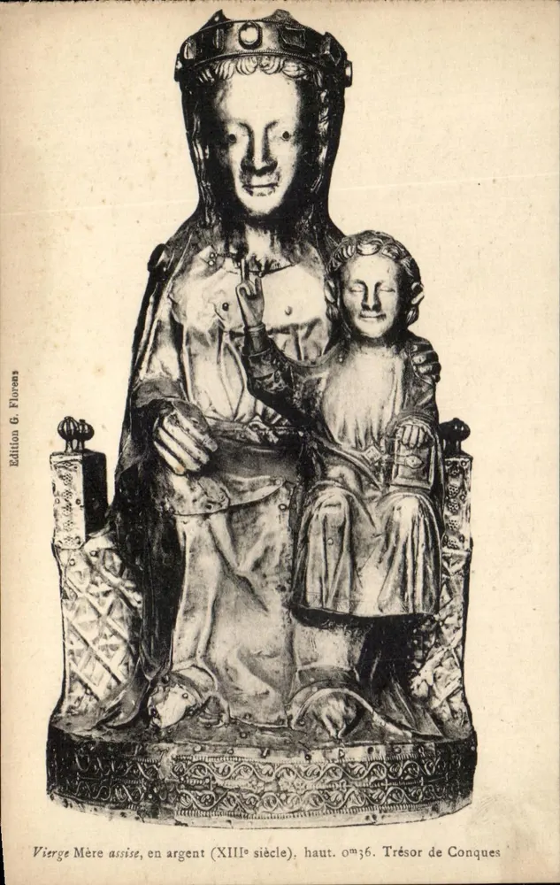 Sitzende Muttergottes — Silberstatue aus dem 13. Jahrhundert — Schatz von Conques — Edition G. Floureaux - Vorderseite