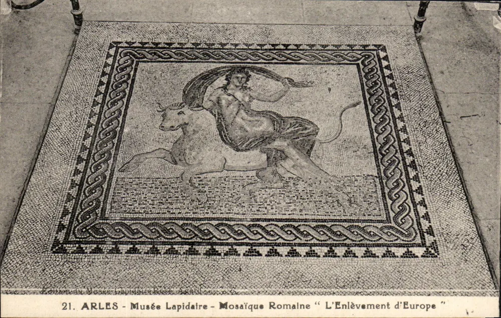 Arles - Lapidaire-Museum - Römische Mosaik "Die Entführung der Europa" - Vorderseite