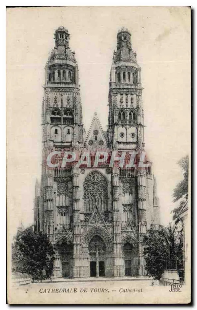 Catedral de Tours — Vista da fachada gótica — NDHOT. - Frente