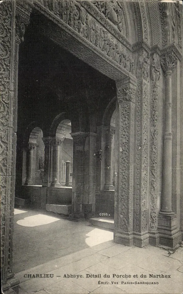 Charlieu — Abtei. Detail des Portals und des Narthex — Verlag Vve Paris-Barriguand - Vorderseite