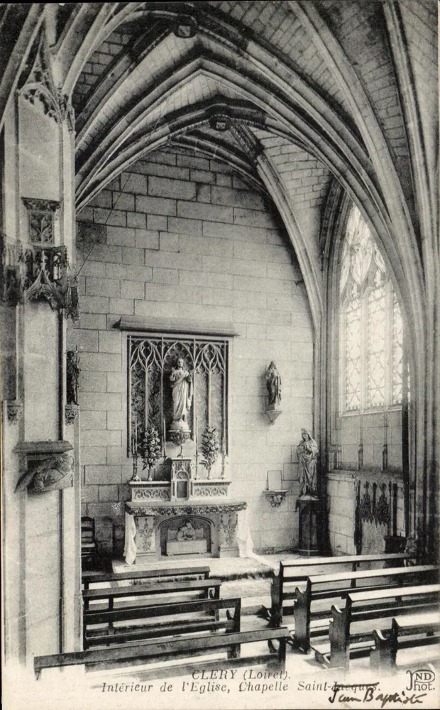 Cléry (Loiret) — Interior da igreja, capela Saint-Jacques — JND Hot. - Frente