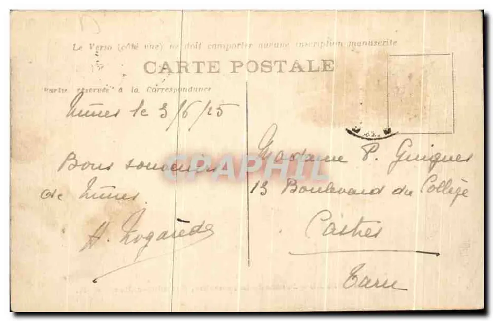 Nîmes — Garten der Fontaine, Großer Treppenaufgang — A.R. n°26 - Rückseite