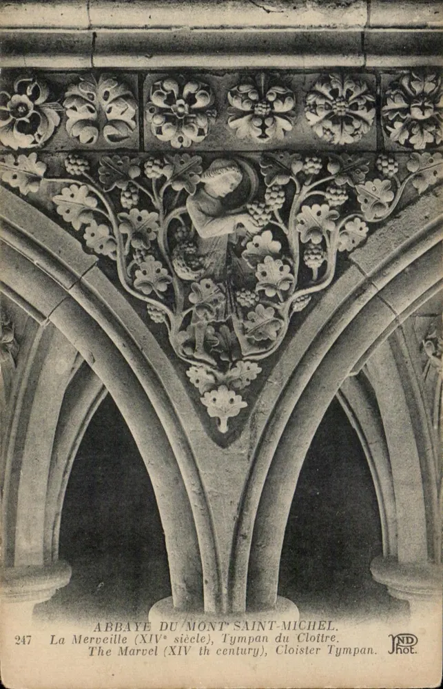 Die Wunder (14. Jahrhundert), Tympanon des Klausurhofes — Abtei Mont-Saint-Michel — JND Phot. - Vorderseite