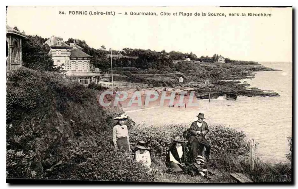 Pornic (Loire-Inf.) — A Gourmalon, Küste und Strand der Quelle, Richtung Birochère — F. Napeau, Verleger Nantes - Vorderseite