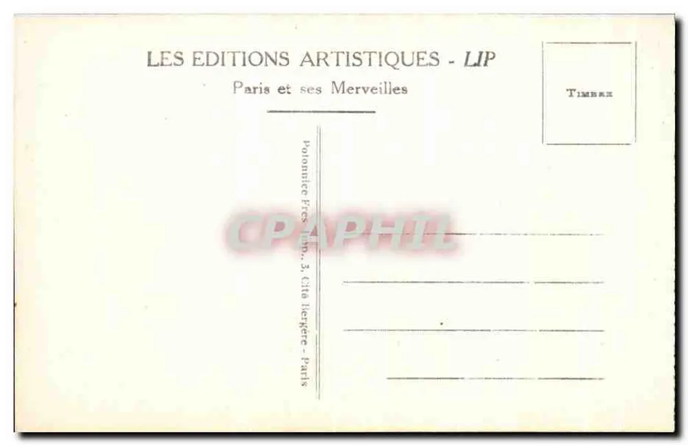Der Triumphbogen — Paris — Éditions Artistiques LIP, n°27 - Rückseite