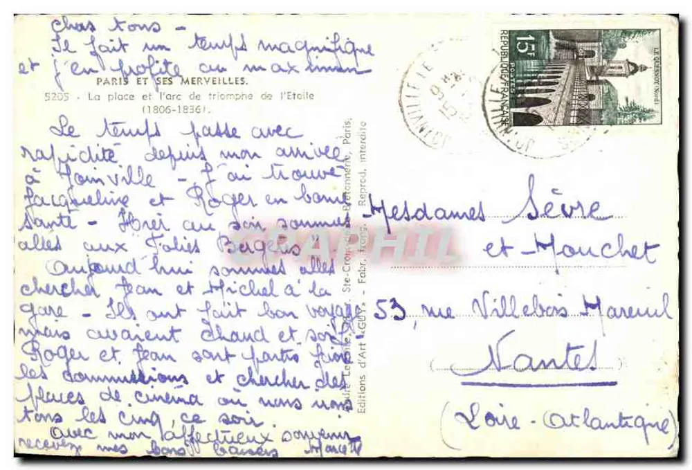 Paris - Arc de Triomphe — Verlag Guy, n°5205 - Rückseite