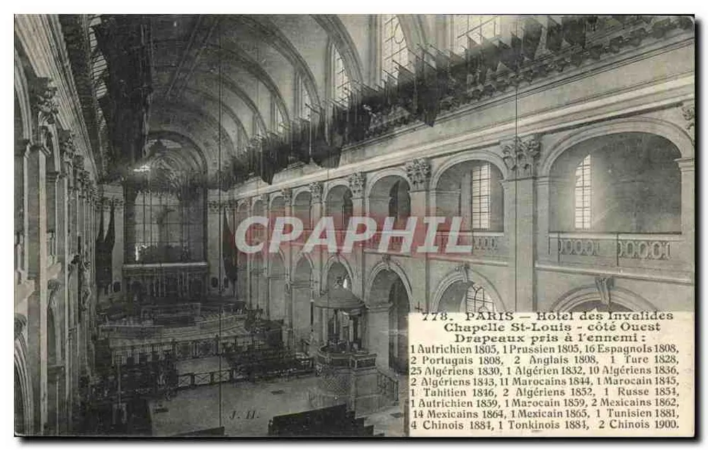 Paris - Hotel des Invalides - Kapelle Saint-Louis - Westseite - Fahnen, die vom Feind erobert wurden - Vorderseite