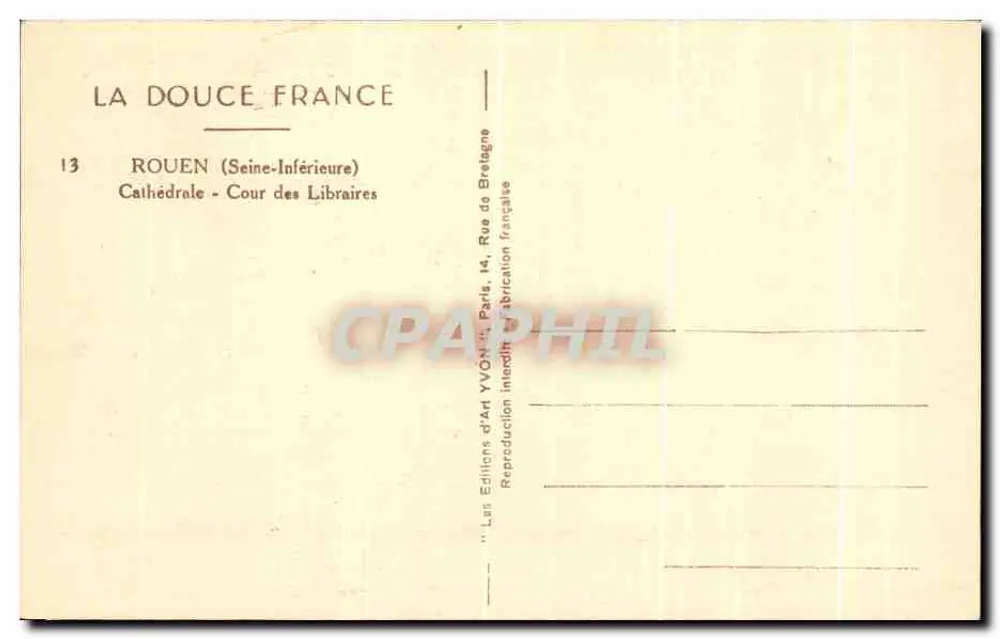 Rouen — Kathedrale, Cour des Libraires — Yvon - Rückseite