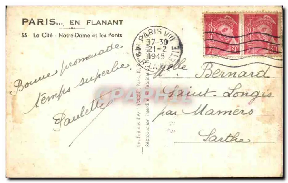 Paris — La Cité, Notre-Dame und die Brücken — Les Éditions d'Art 'YVON' - Rückseite