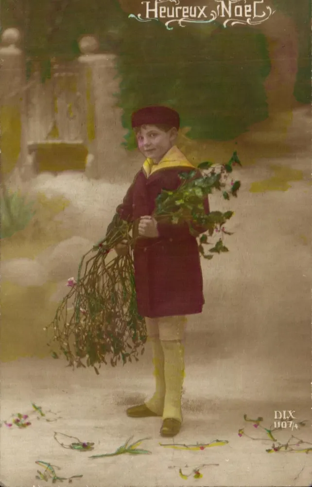Kind mit einem Efeubüschel — Frohe Weihnachten — DIX 11074 - Vorderseite