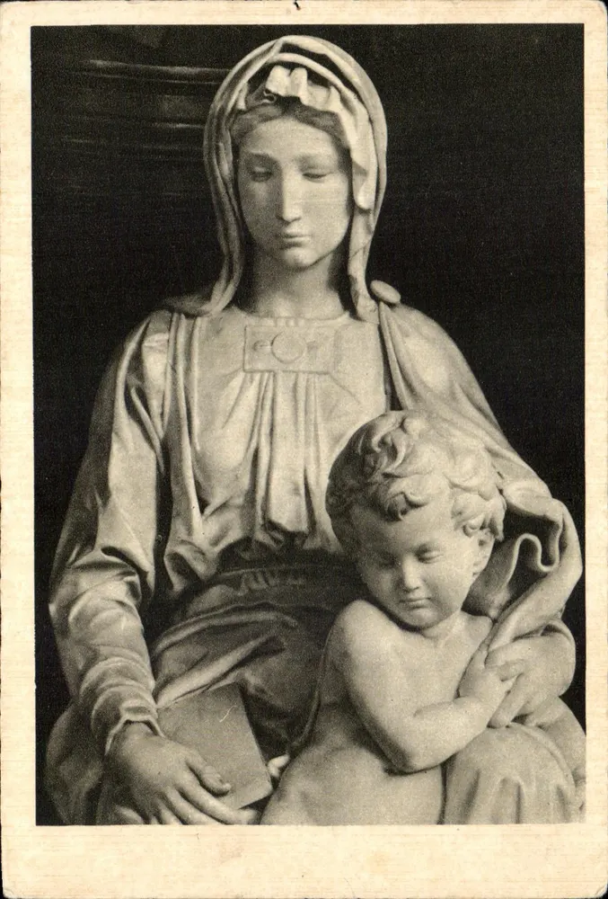 Maria und Kind — Detail der Statue von Michelangelo — Verlag BRAUN & Cie, Brügge - Vorderseite