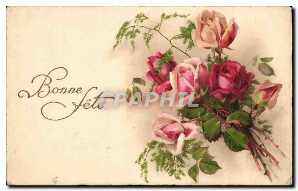 Bouquet de roses — carte de vœux - Voorkant