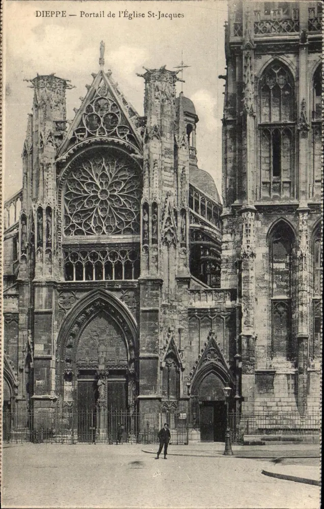Dieppe — Portal da Igreja de São Jacó — Editado pelo Guia Removível - Frente