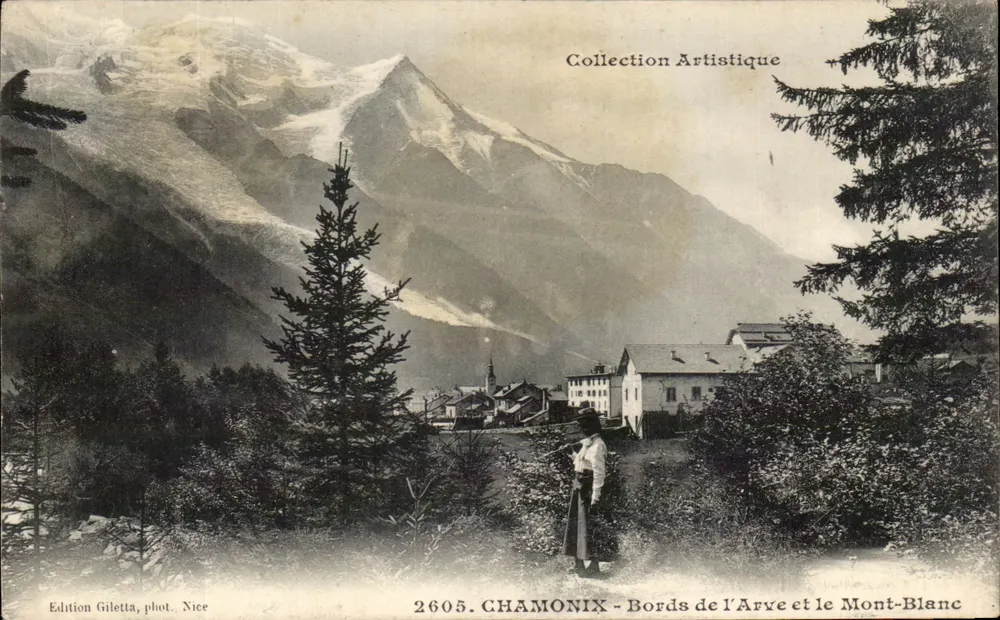 Chamonix - Bordos do Arve e o Monte Branco — Coleção Artística — Edição Gilettà, fot. Nice, n° 2605 - Frente