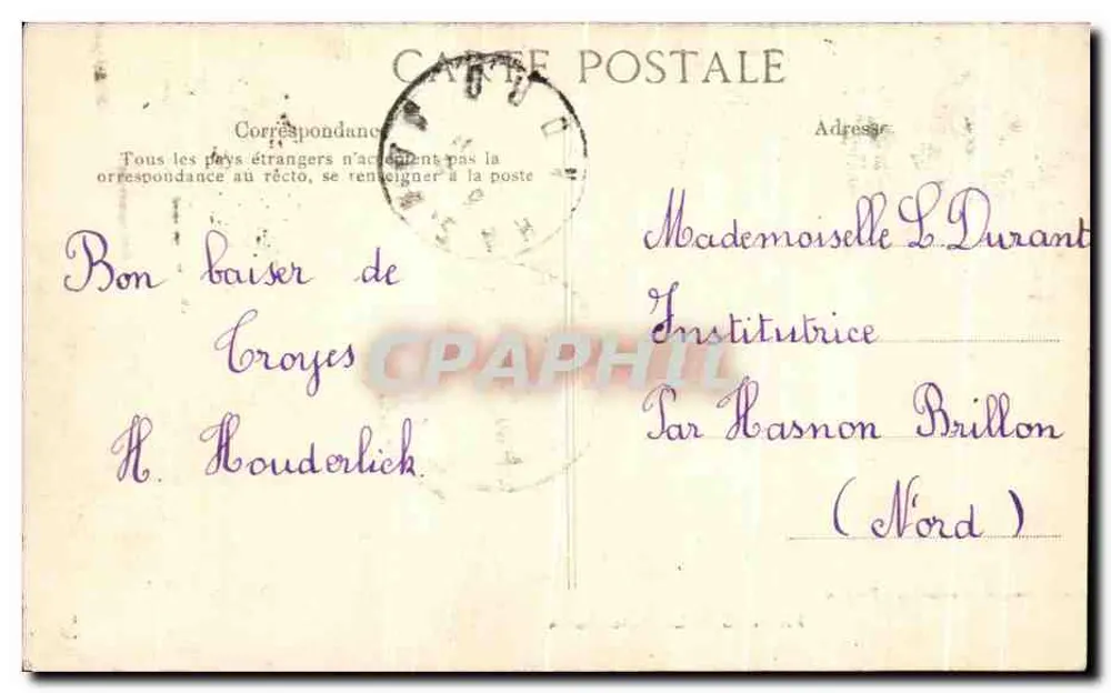 Troyes — A Valle Suíça — editor Gaudelain & Frères, Épinal - Verso